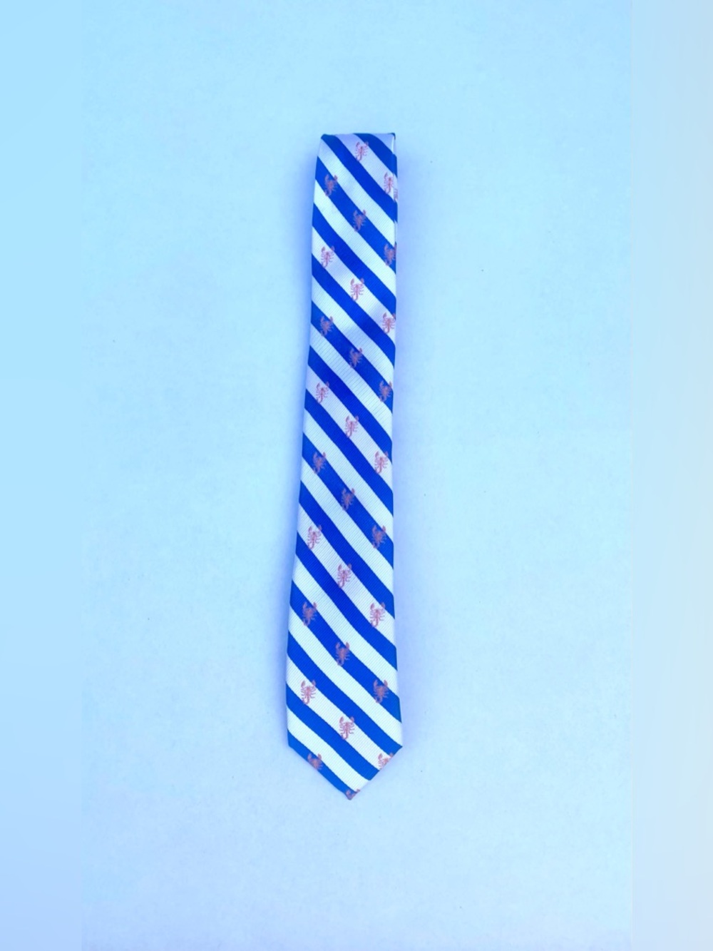 Boys Preppy Nantucket Lobster TIE Blue/White Stripes
